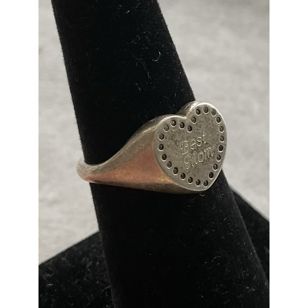 ALE 925 Pandora Sterling Silver Ring Size 6 Heart Engraved Best Mom